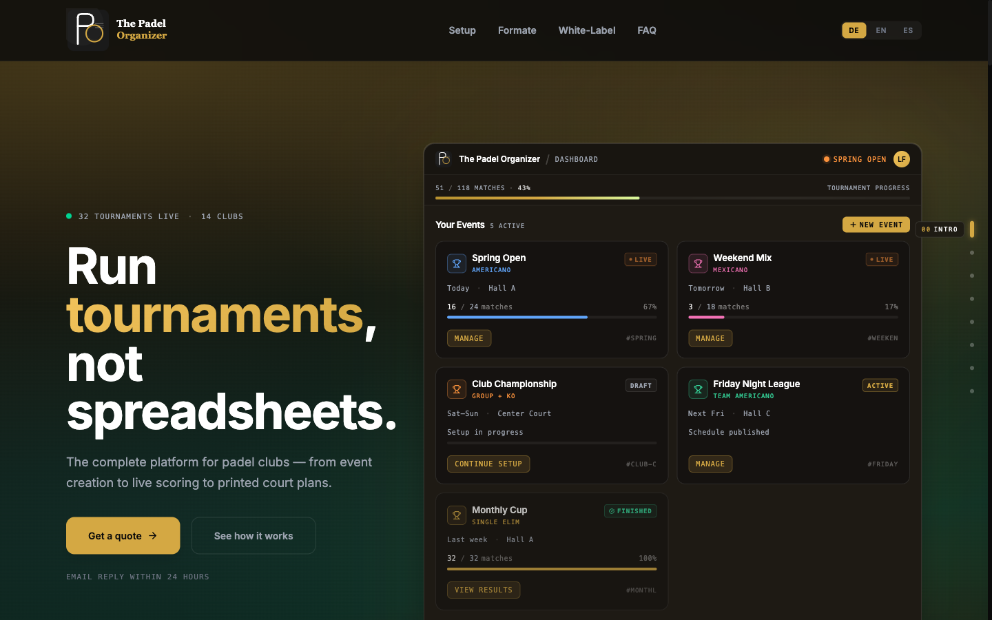 The Padel Organizer: tournament platform for padel clubs