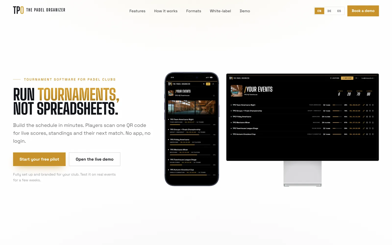 The Padel Organizer: Turnierplattform für Padel-Clubs