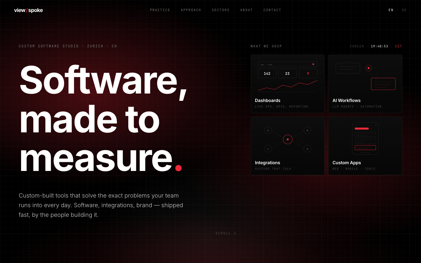 Viewspoke studio site: software, made to measure
